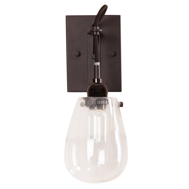 Chelsea Satin Black Direct Wired Sconce with Clear Glass Shade