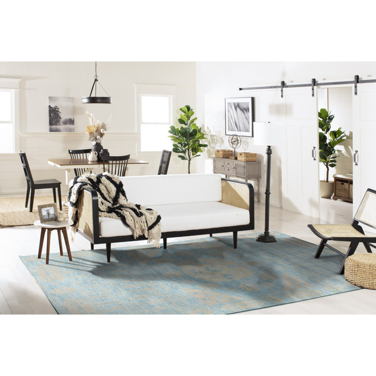 Kenya Hand-Knotted Wool Square Area Rug in Light Blue