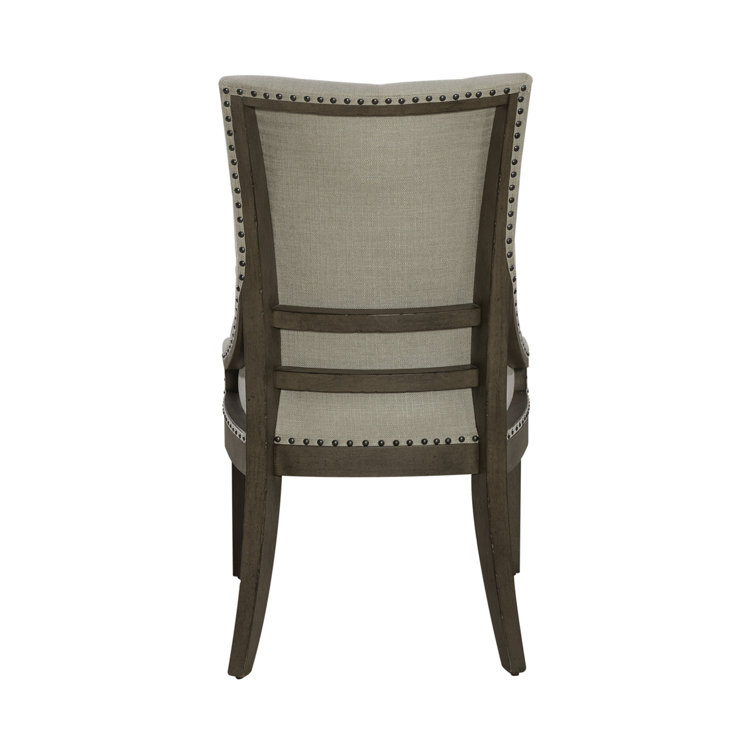 Beige Tufted Linen Upholstered Side Chair with Wood Frame