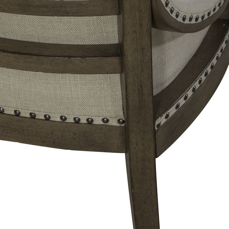 Beige Tufted Linen Upholstered Side Chair with Wood Frame