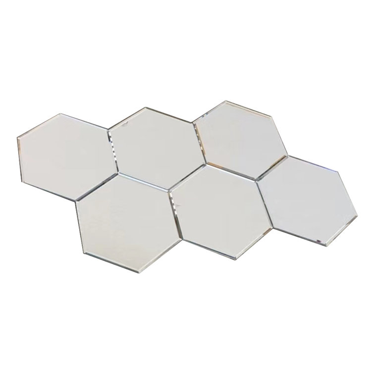 Silver Hexagonal Glass Peel and Stick Wall Tile