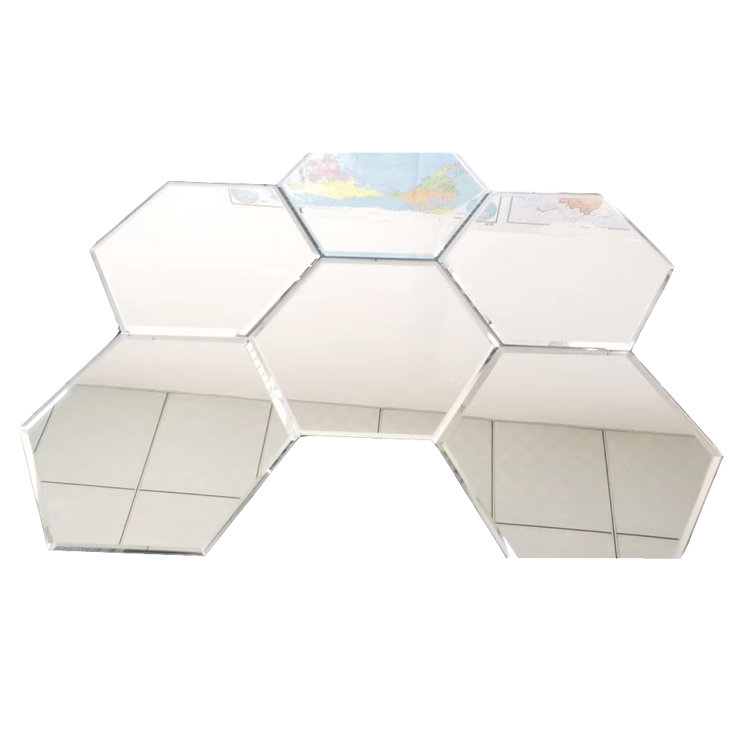 Silver Hexagonal Glass Peel and Stick Wall Tile