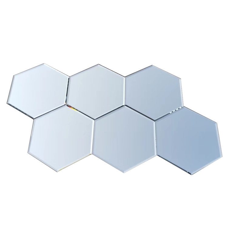 Silver Hexagonal Glass Peel and Stick Wall Tile