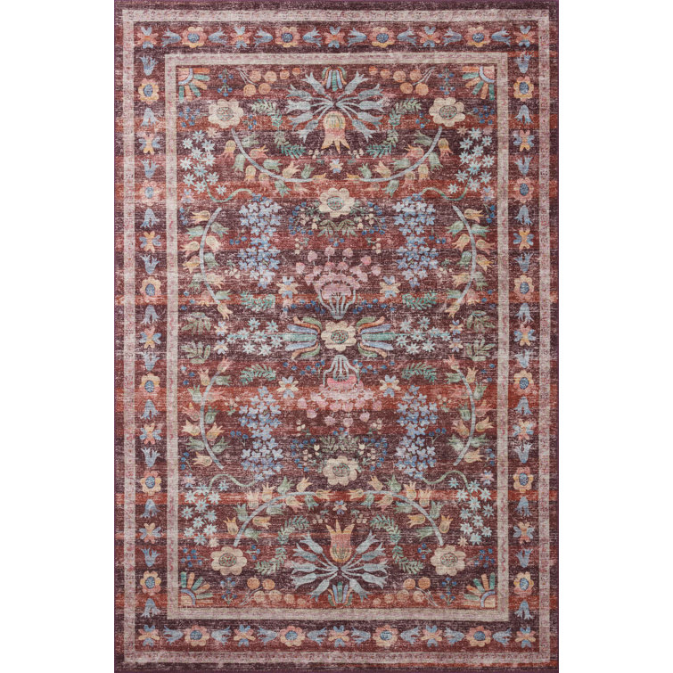 Maison Frances Red Square Synthetic Easy Care Rug