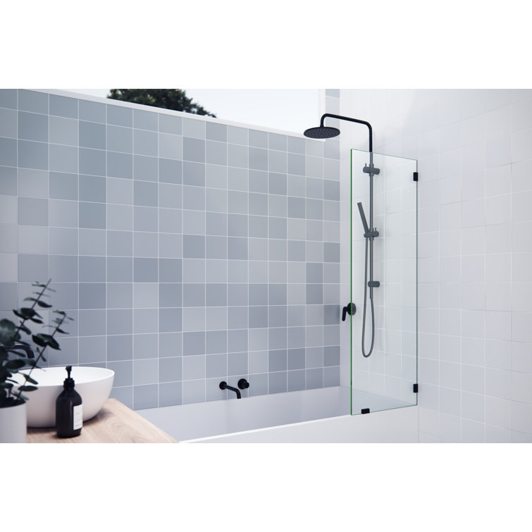 Matte Black Frameless Glass Bath Panel, 58.25" x 21"