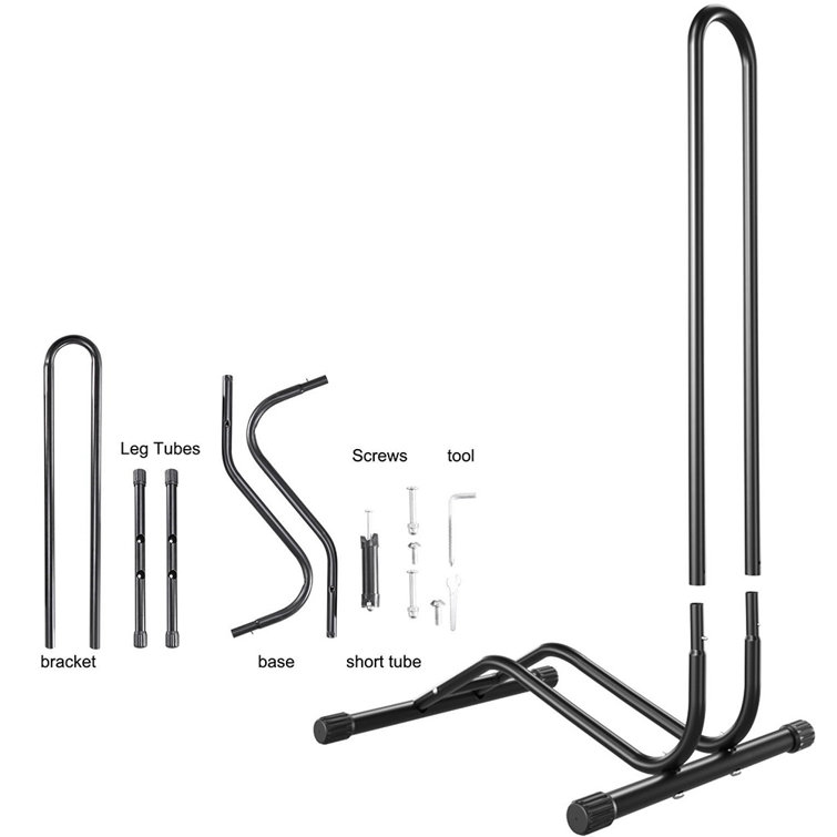 Black Tubular Steel Freestanding Bicycle Parking Stand with Anti-Slip Caps