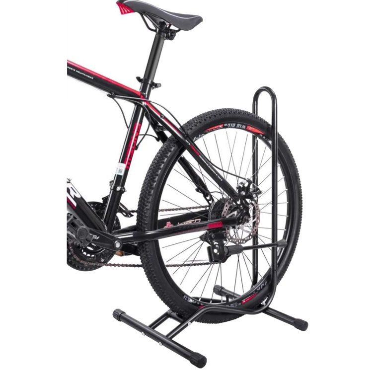 Black Tubular Steel Freestanding Bicycle Parking Stand with Anti-Slip Caps