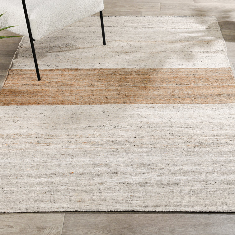 Gray and Beige Stripe Synthetic Flat Woven 8' x 10' Area Rug