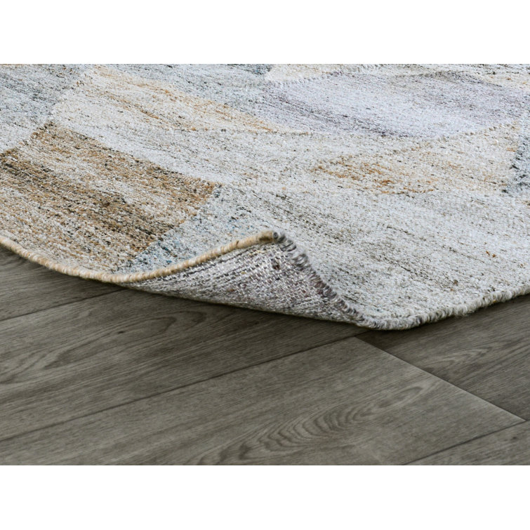 Artisanal Abstract Blue and Sandy Tones 2'x3' Flat Woven Rug
