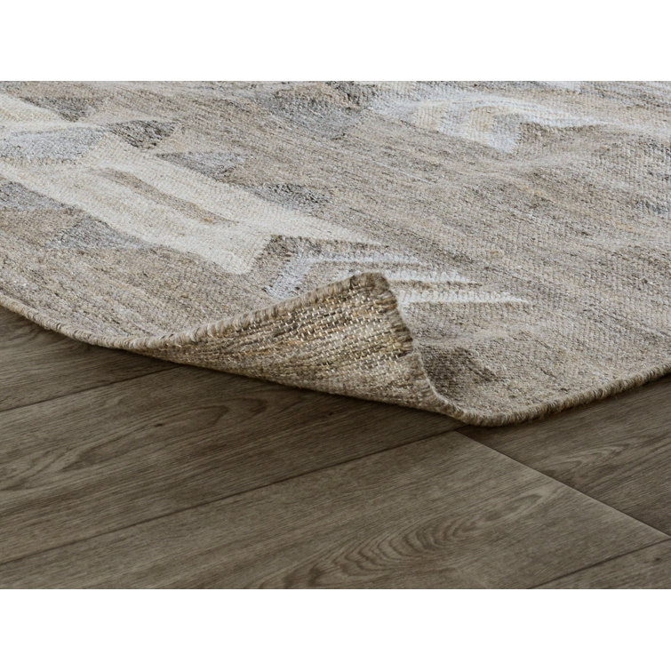 Gray and Beige Handwoven Synthetic 9' x 12' Area Rug
