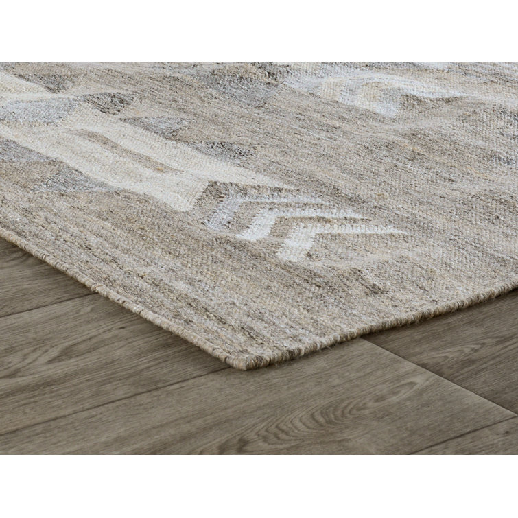Gray and Beige Handwoven Synthetic 9' x 12' Area Rug
