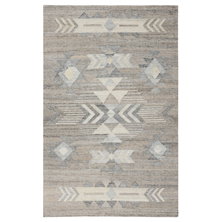 Gray and Beige Handwoven Synthetic 9' x 12' Area Rug