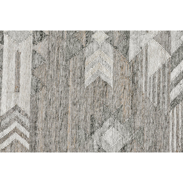 Gray and Beige Handwoven Synthetic 9' x 12' Area Rug