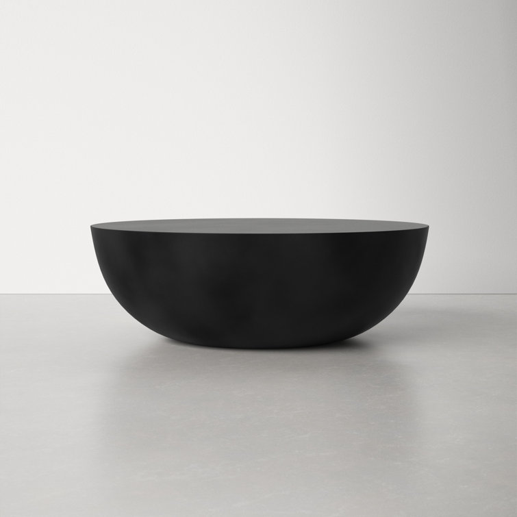 Black Round Concrete Drum Coffee Table