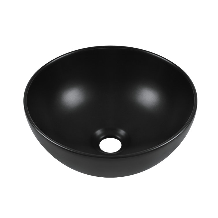Matte Black Round Ceramic Above-Counter Vessel Sink