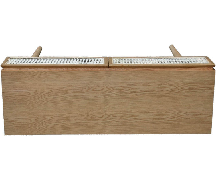Smoked Oak & Rattan Dual-Drawer Console Table with Ball Bearing Glides