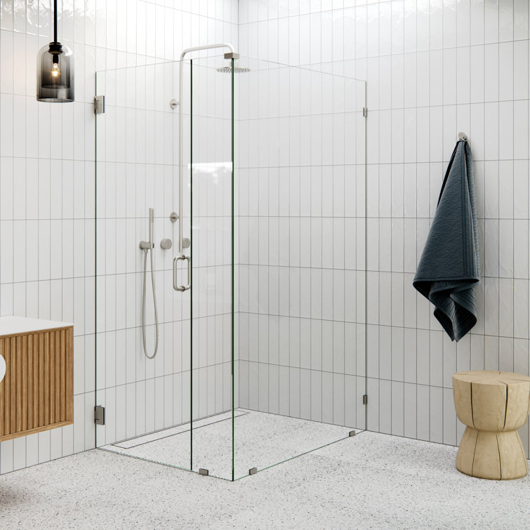 78'' Clear Tempered Glass Frameless Pivot Shower Door in Matte Black