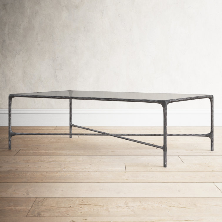 Evelynn Rectangular Silver Iron and Glass Coffee Table