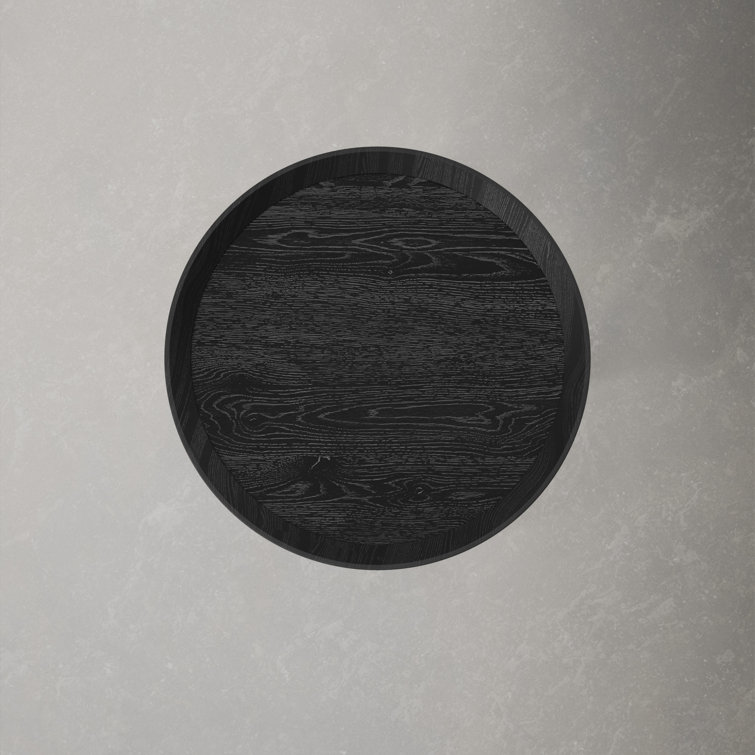 Niklaus 22" Black Ash Veneer and Steel Round Side Table