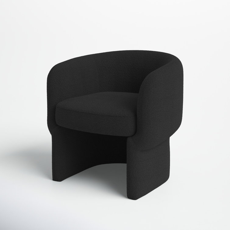 Luxurious Black Velvet Barrel Chair with Sleek Manufactured Wood Base