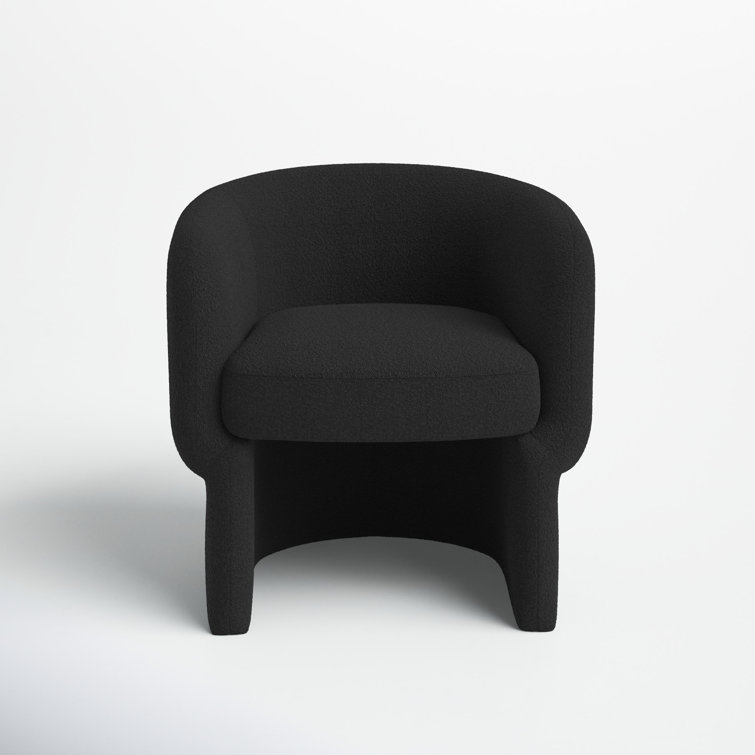 Luxurious Black Velvet Barrel Chair with Sleek Manufactured Wood Base
