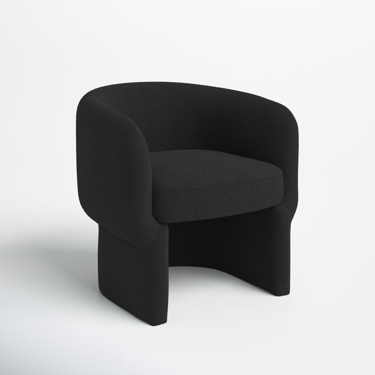 Luxurious Black Velvet Barrel Chair with Sleek Manufactured Wood Base