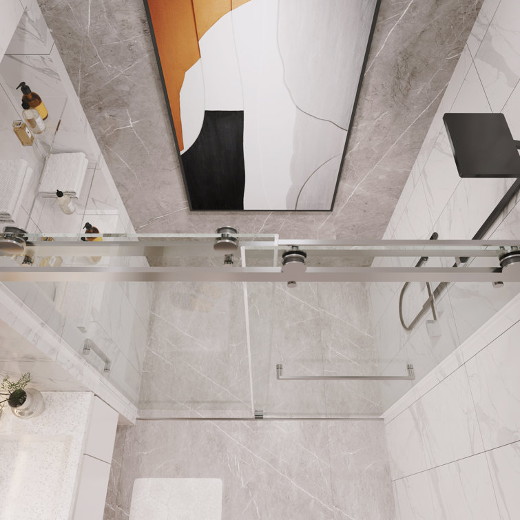 Oceanus 55''-59'' Frameless Clear Tempered Glass Shower Door