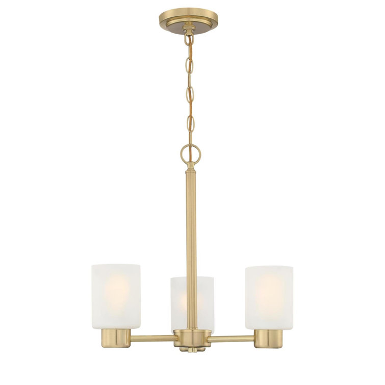 Champagne Brass 3-Light Chandelier with Frosted Glass Shades