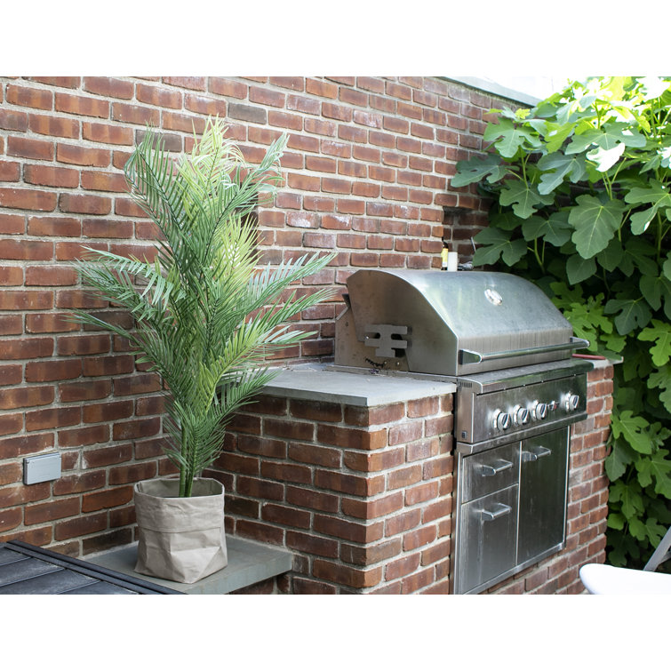 54'' Green Artificial Palm Tree in White Square Vase