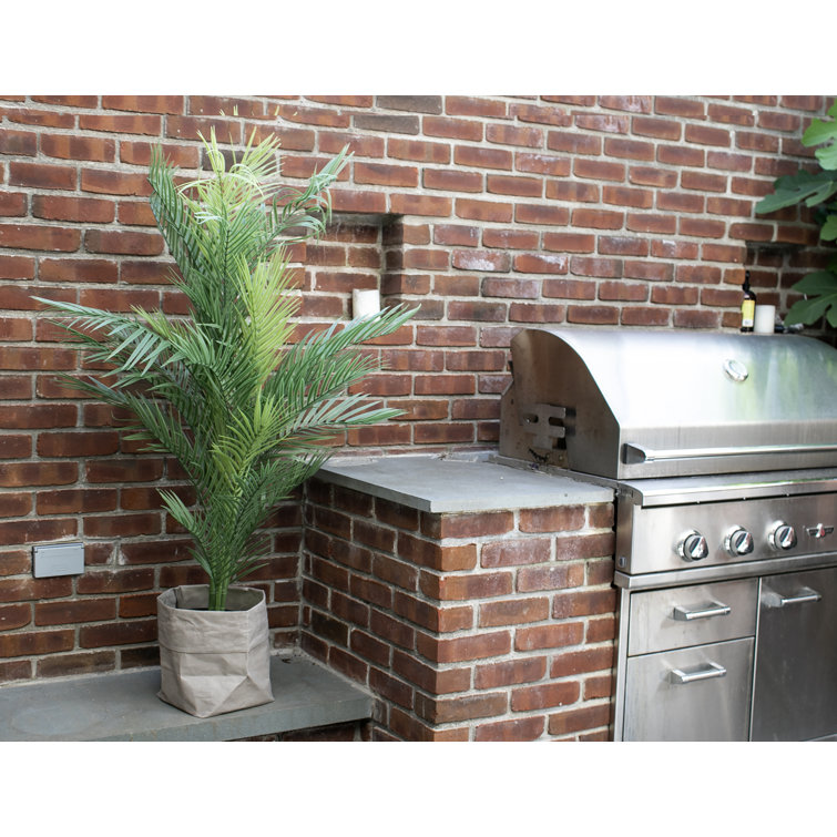 54'' Green Artificial Palm Tree in White Square Vase