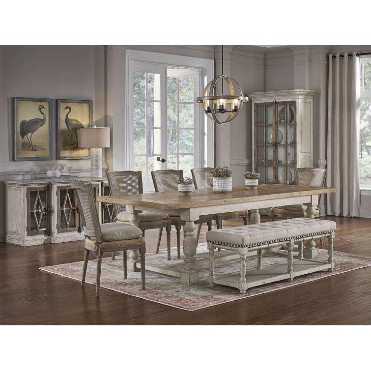 Gray Linen Upholstered Cane Wood Side Chair