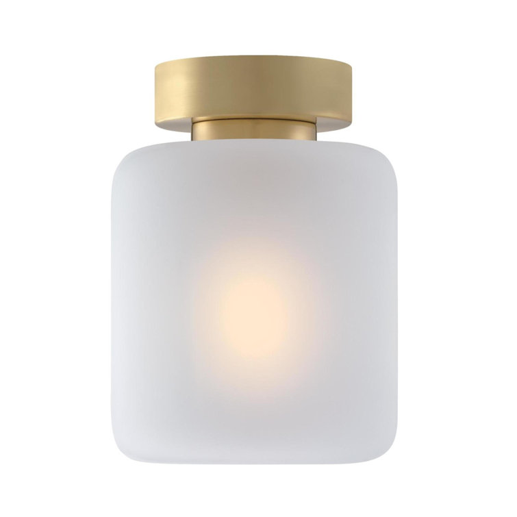 Champagne Brass 8'' Frosted Glass Semi-Flush Mount Ceiling Light