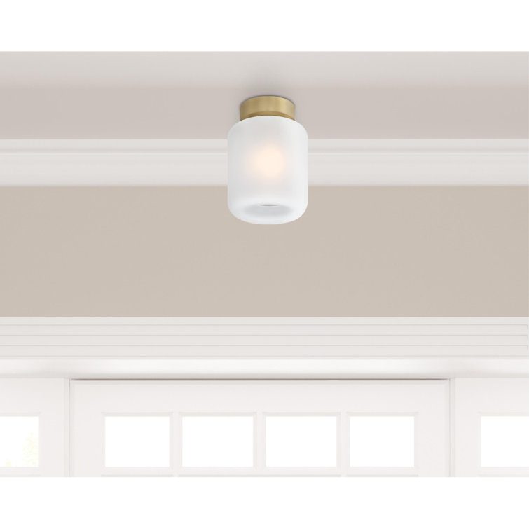 Champagne Brass 8'' Frosted Glass Semi-Flush Mount Ceiling Light