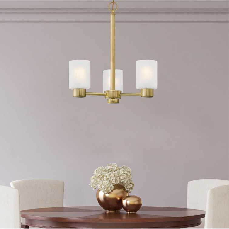 Champagne Brass 3-Light Chandelier with Frosted Glass Shades