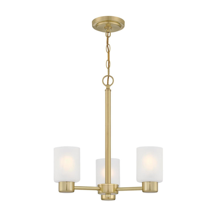 Champagne Brass 3-Light Chandelier with Frosted Glass Shades