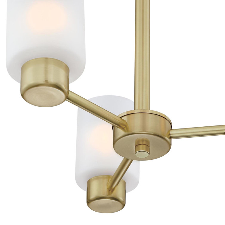 Champagne Brass 3-Light Chandelier with Frosted Glass Shades