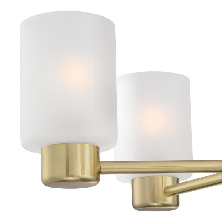 Champagne Brass 5-Light Chandelier with Frosted Glass Shades
