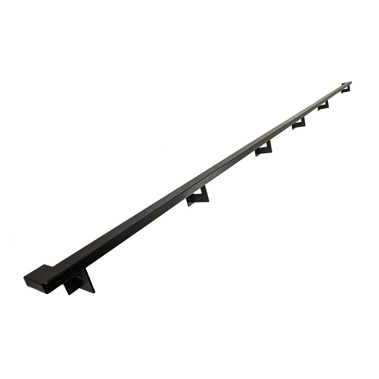 14 Foot Black Powder Coated Aluminum Handrail Kit with Steel Brackets