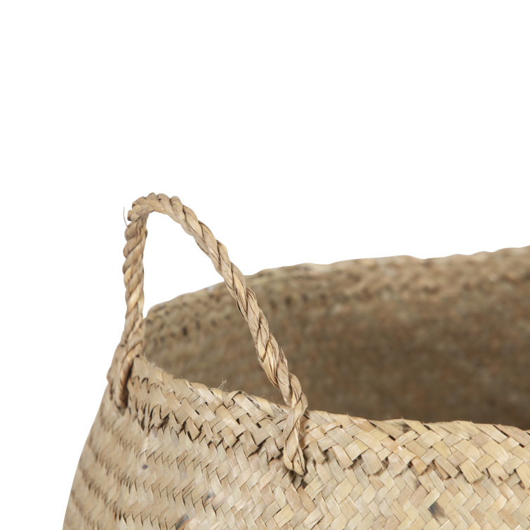 Eco-Friendly Seagrass Round Storage Basket 19" Natural & Black