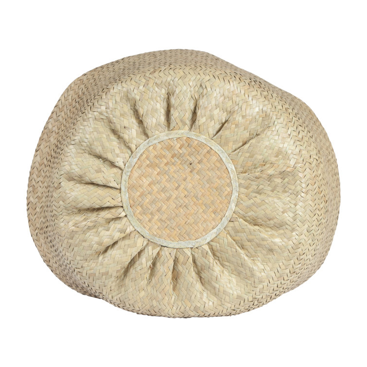 Natural Seagrass Round Collapsible Storage Basket with Handles