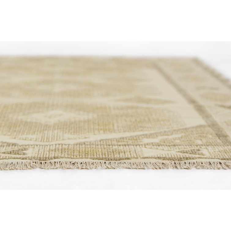 Beige and Brown Handwoven Wool Geometric Rug 2' x 3'