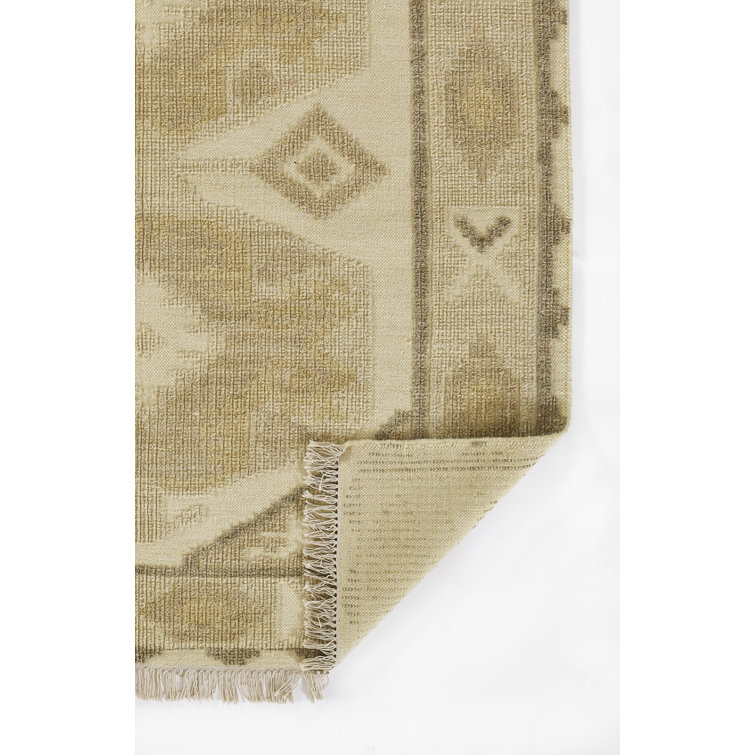 Beige and Brown Handwoven Wool Geometric Rug 2' x 3'
