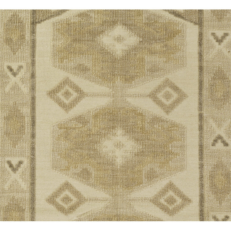 Beige and Brown Handwoven Wool Geometric Rug 2' x 3'