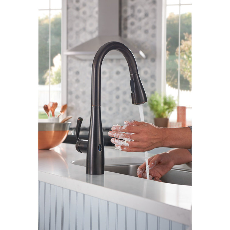 Mediterranean Bronze Touchless Pull-Down Kitchen Faucet with Spray