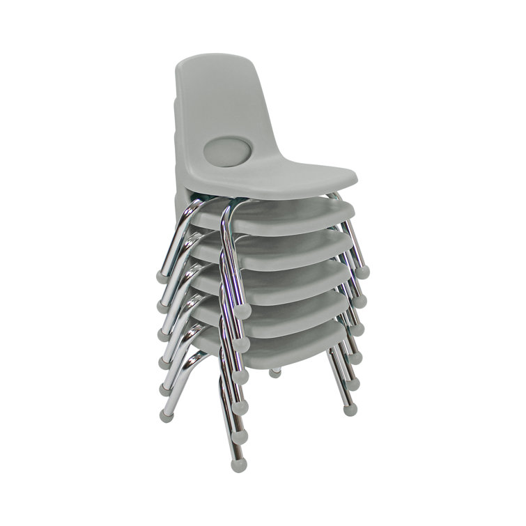 Light Gray 10" Stackable Classroom Chairs with Steel Legs, Set of 6