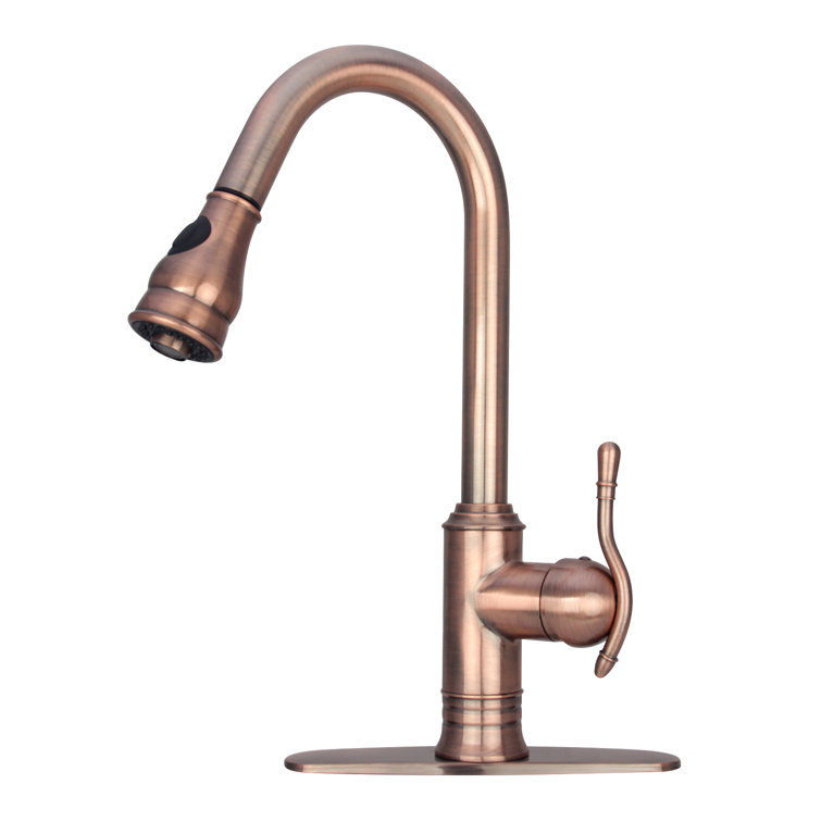 Antique Copper Pull Down Kitchen Faucet with Spray