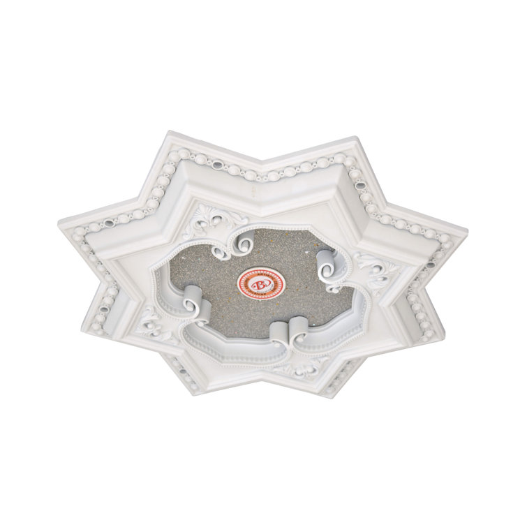 White and Silver Eight Pointed Star Ceiling Medallion 24in