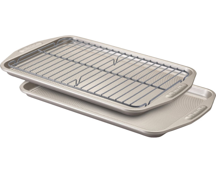 Gray Carbon Steel Nonstick Bakeware Set with Cooling Rack