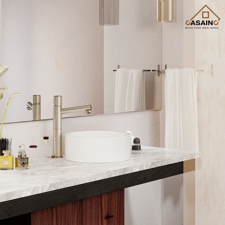 Brushed Gold Stainless Steel Bathroom Vessel Sink Faucet