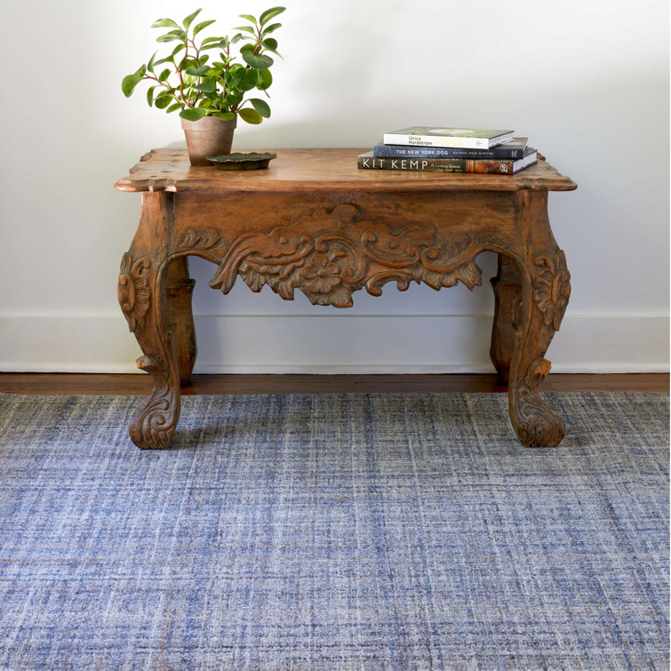 Harris Blue and Ivory Handmade Wool Rug, 2' x 3'